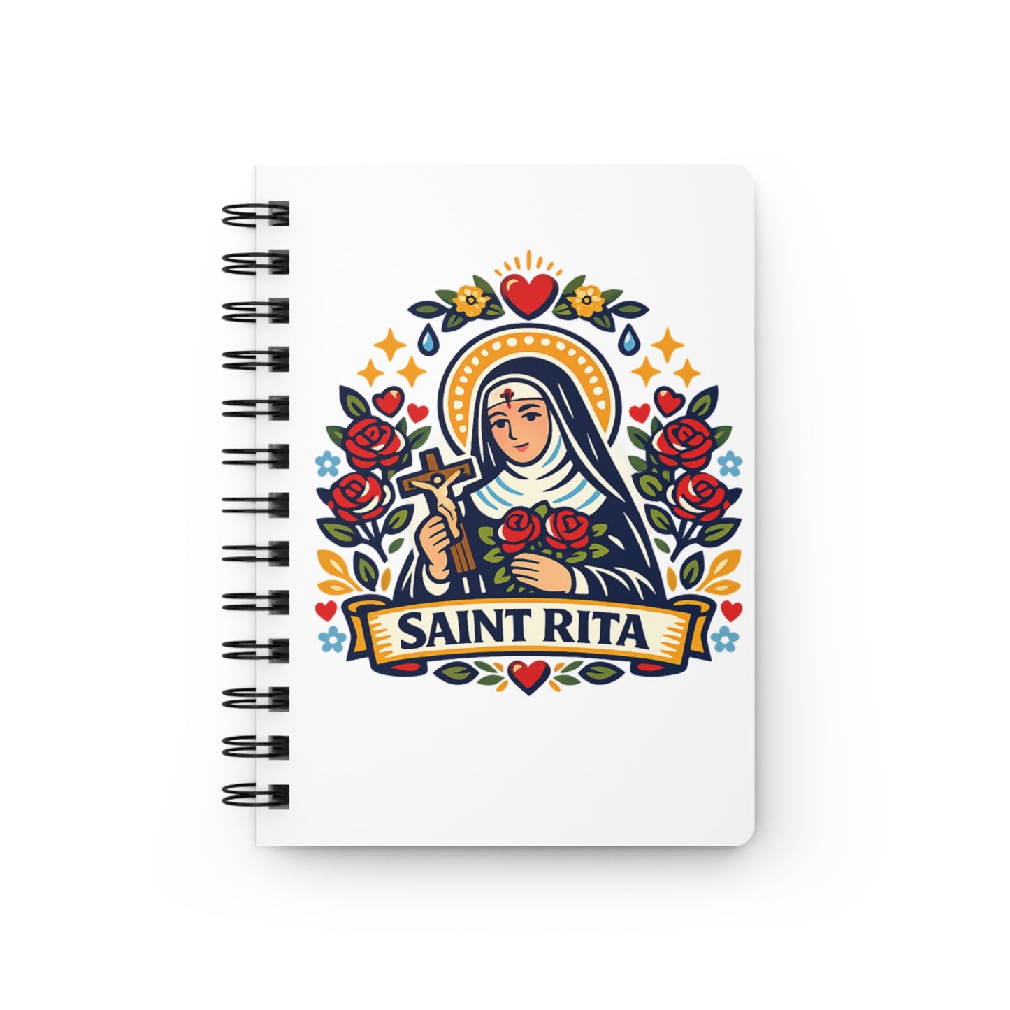 Saint Rita of Cascia Spiral Journal — Catholic Folk Art Prayer Notebook