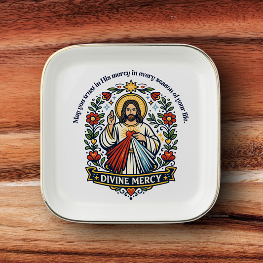 Divine Mercy Catholic Jewelry Dish | Inspirational Gift Trinket Dish