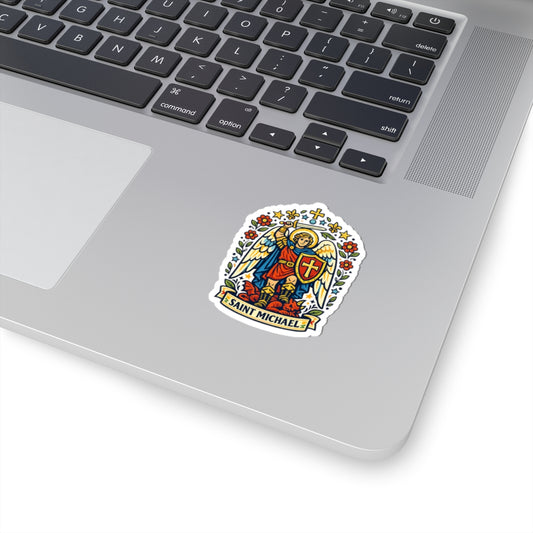 Saint Michael the Archangel Kiss-Cut Sticker — Catholic Folk Art Decal