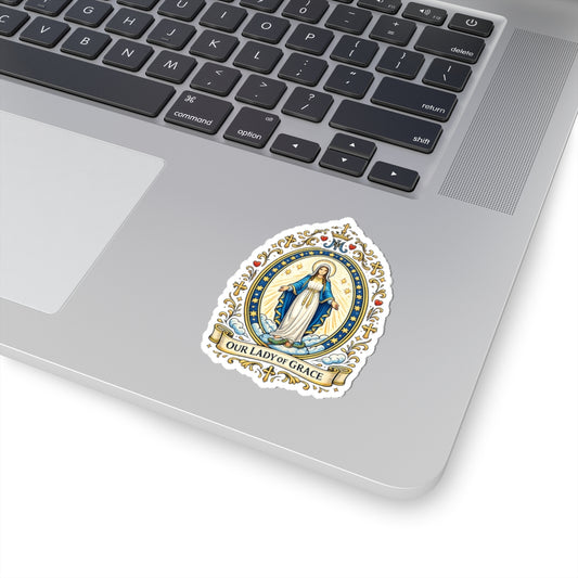 Our Lady of Grace Kiss-Cut Sticker — Catholic Folk Art Decal
