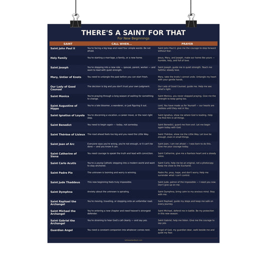 There's a Saint for That — For New Beginnings Catholic Poster