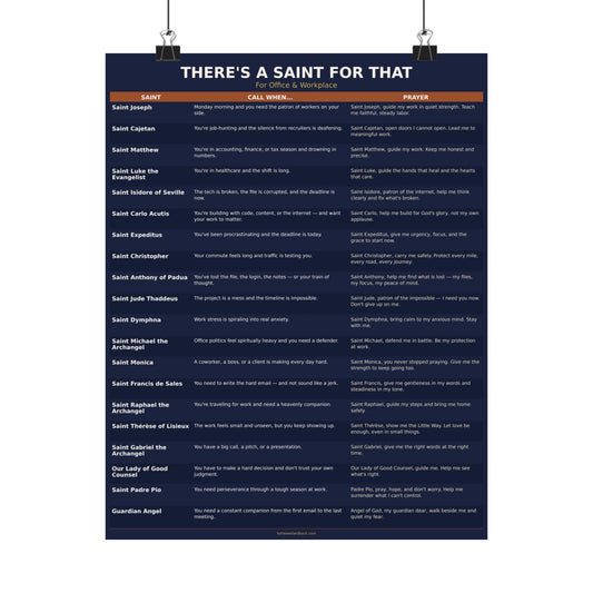 There's a Saint for That — For Office & Workplace Catholic Poster