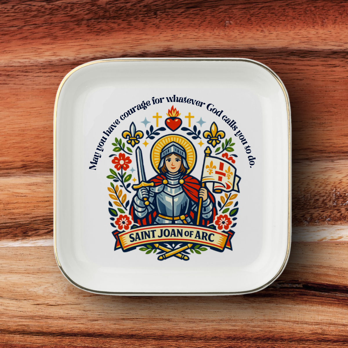 Saint Joan of Arc Catholic Jewelry Dish | Inspirational Gift Trinket