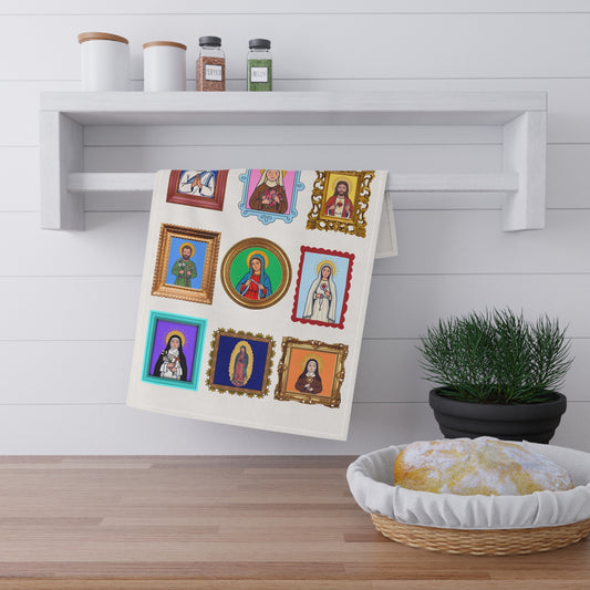 Friends in High Places Tea Towel — Catholic Saints Kitchen Towel