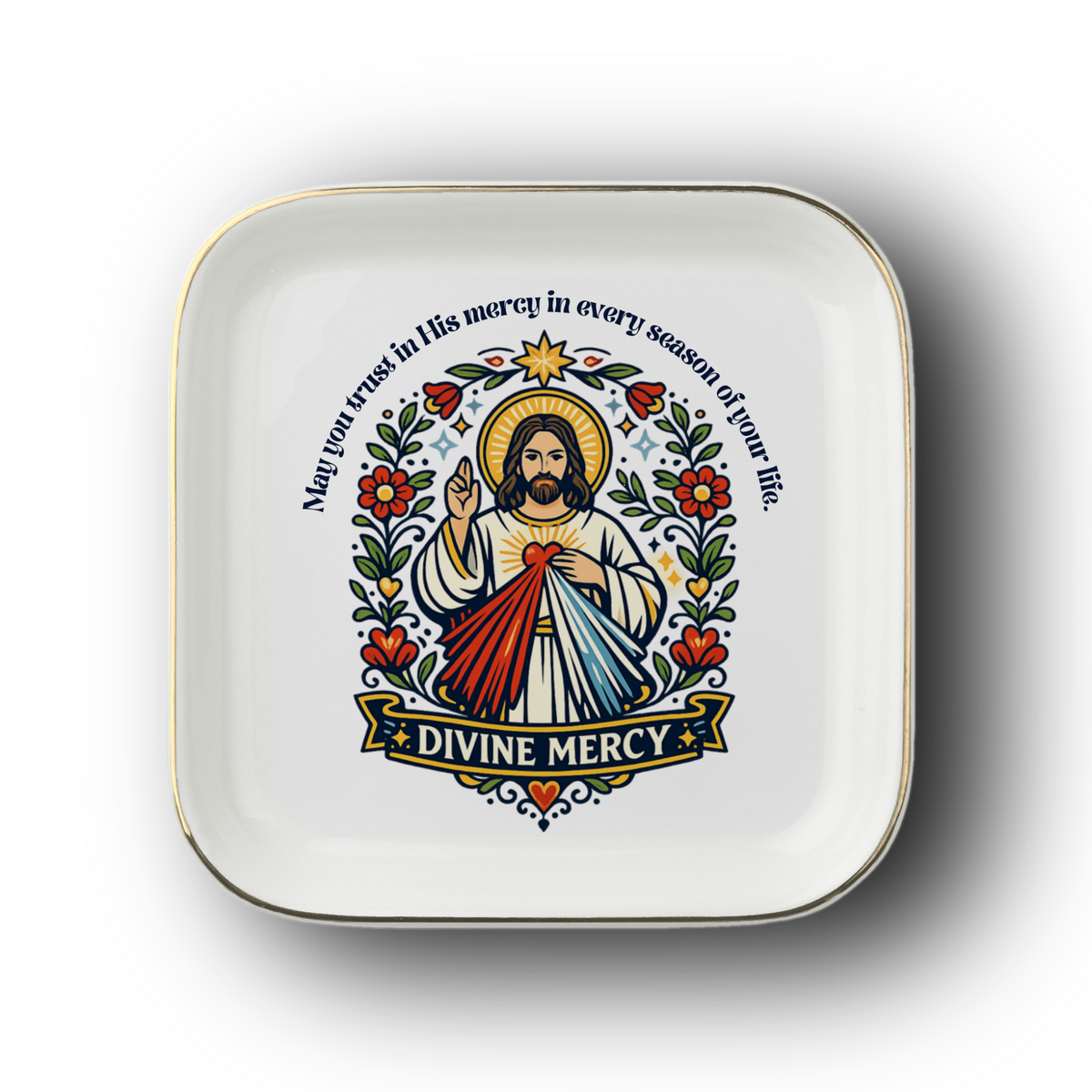Divine Mercy Catholic Jewelry Dish | Inspirational Gift Trinket Dish