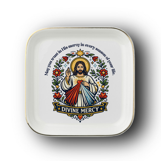Divine Mercy Catholic Jewelry Dish | Inspirational Gift Trinket Dish