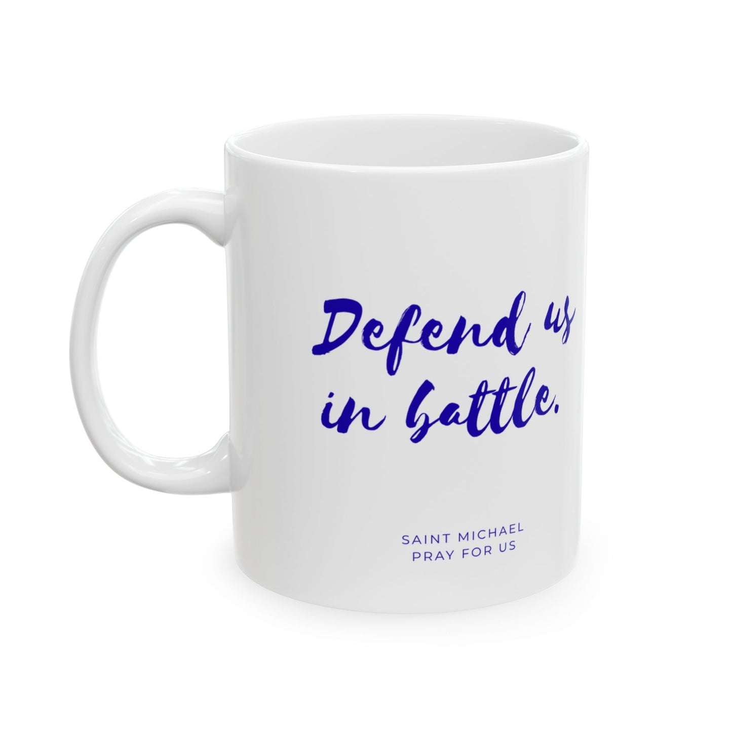 Saint Michael Mug — "Defend Us in Battle" Prayer Coffee Cup