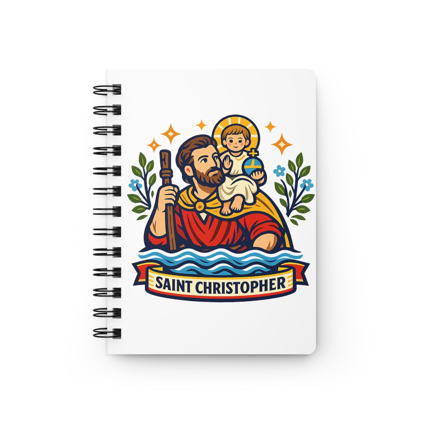 Saint Christopher Spiral Journal — Catholic Folk Art Prayer Notebook