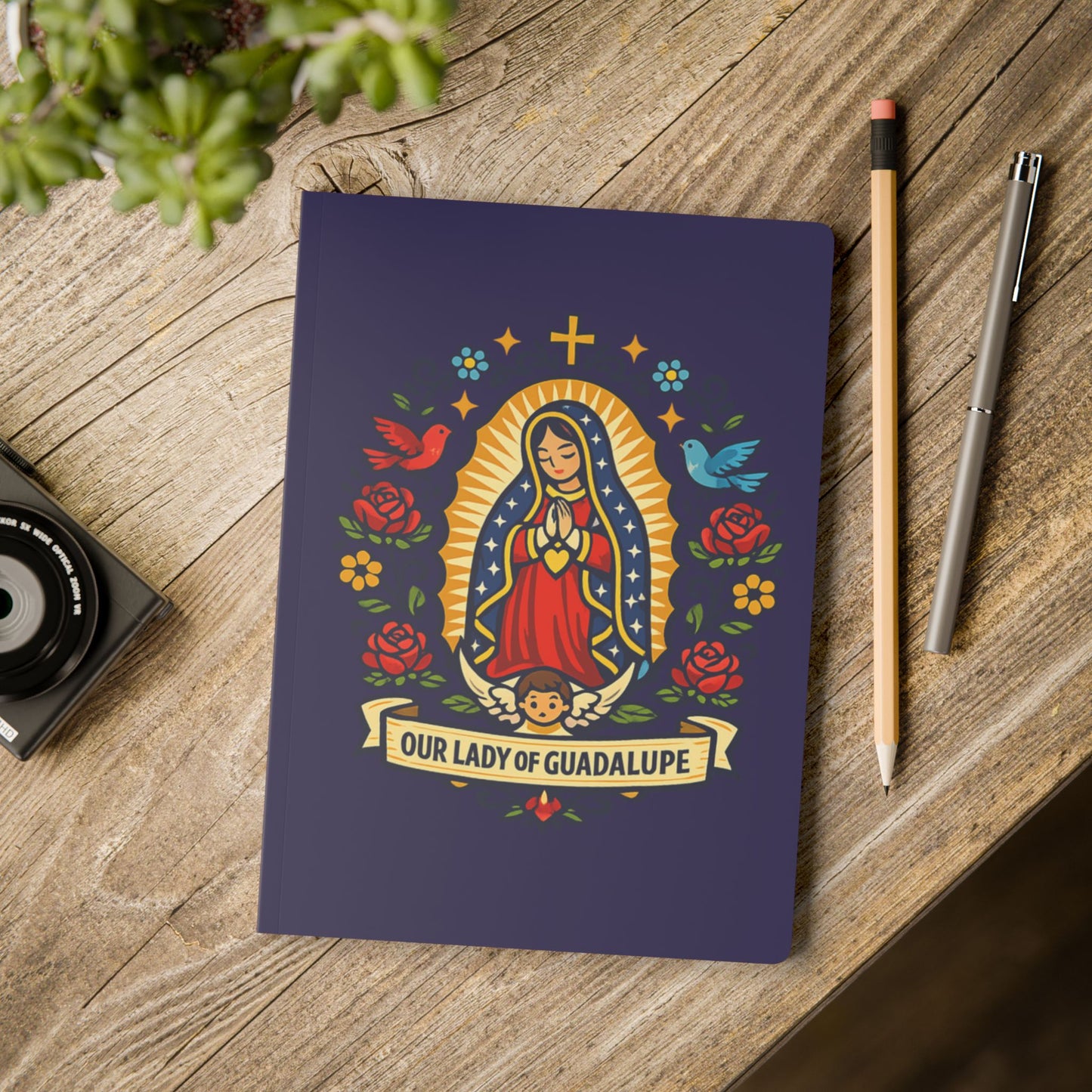 Our Lady of Guadalupe Softcover Journal — Catholic Folk Art Prayer Notebook