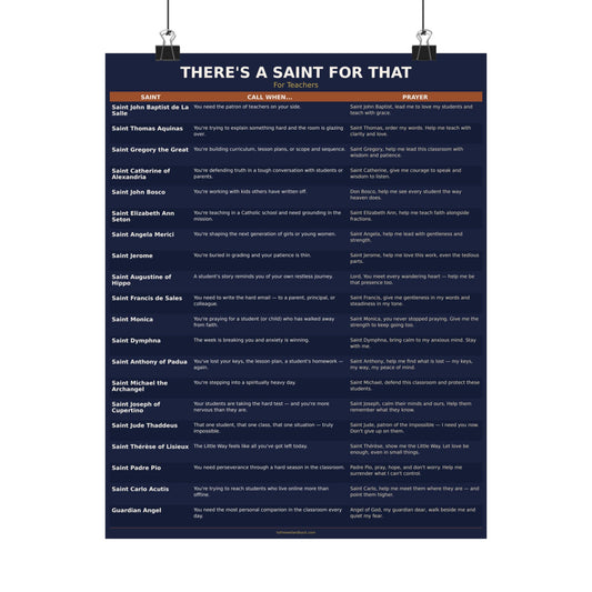 There's a Saint for That — For Teachers Catholic Poster