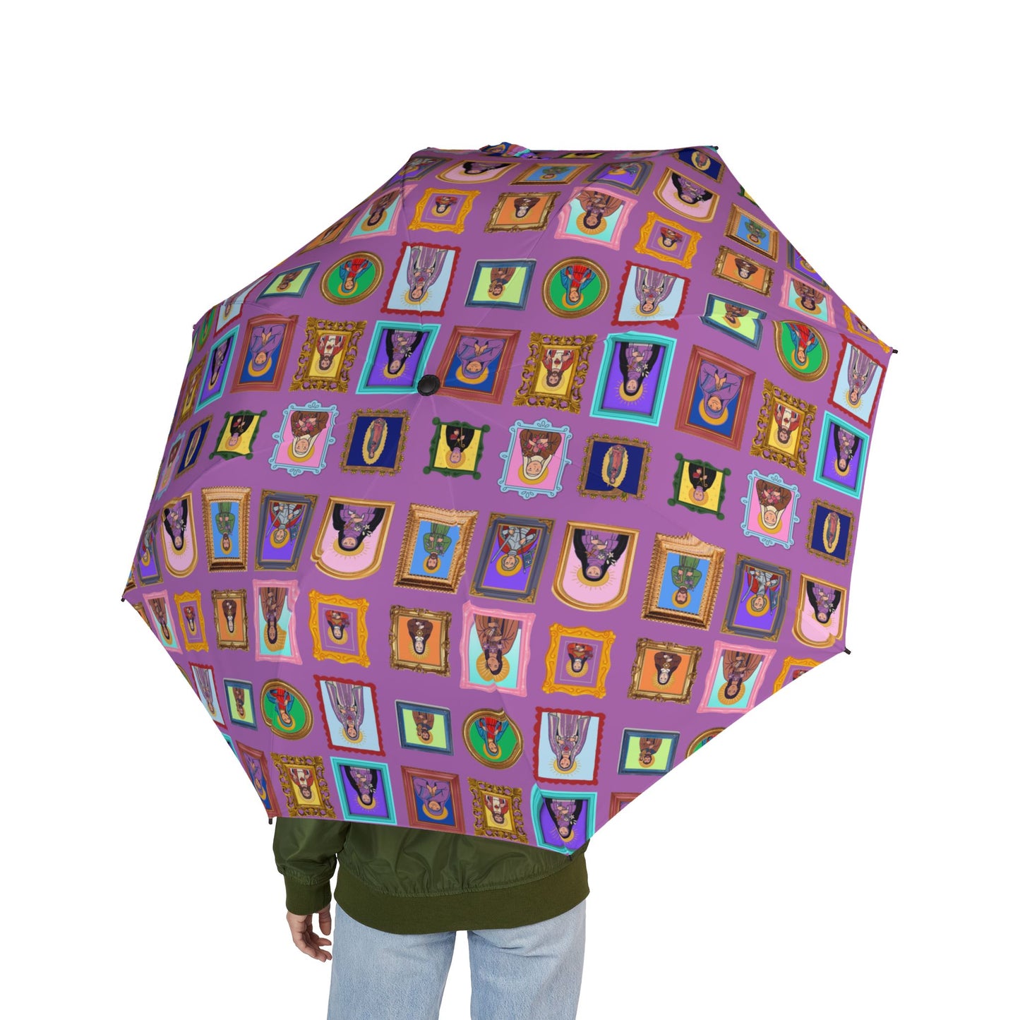 Heaven's Gallery Catholic Saints Umbrella — Purple Folk Art Foldable Umbrella