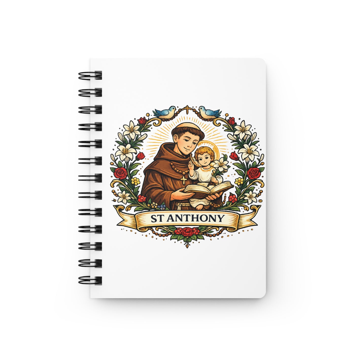 Saint Anthony Spiral Journal — Catholic Folk Art Prayer Notebook