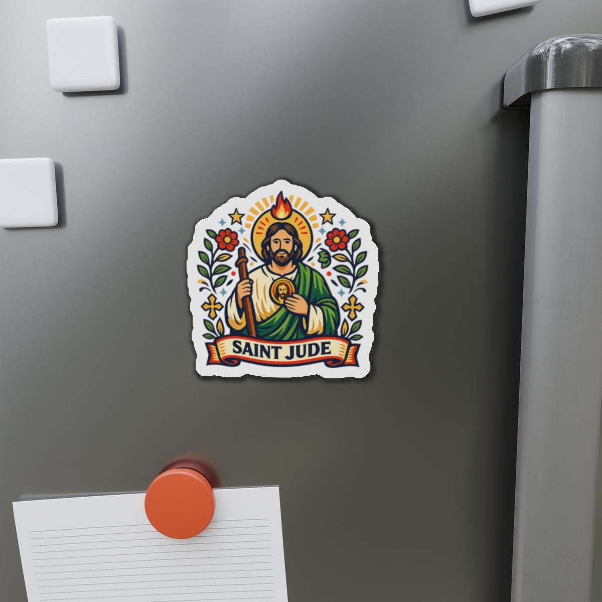 Saint Jude Die-Cut Magnet — Catholic Folk Art Fridge Magnet
