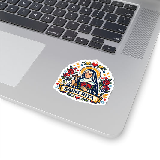 Saint Rita of Cascia Kiss-Cut Sticker — Catholic Folk Art Decal