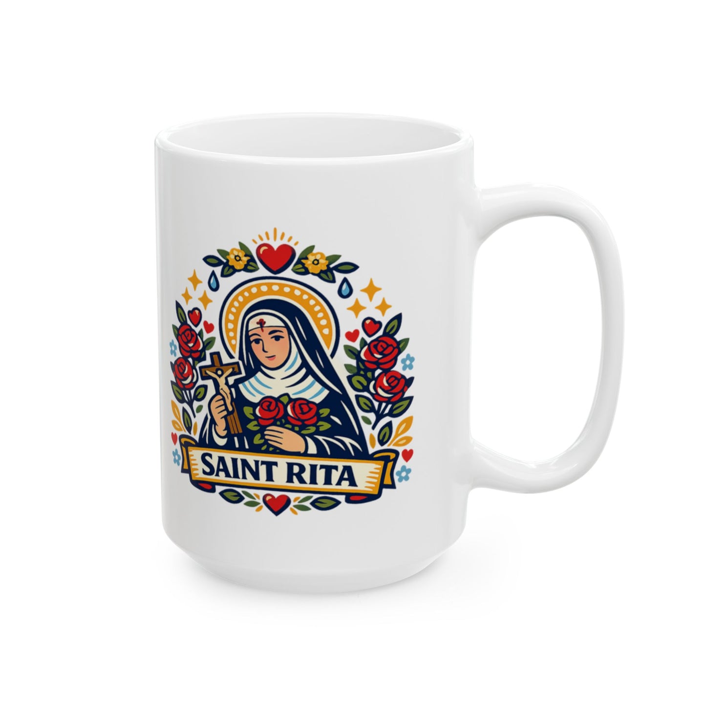 Saint Rita Mug — "Hope Blooms Where Grace Is Given"