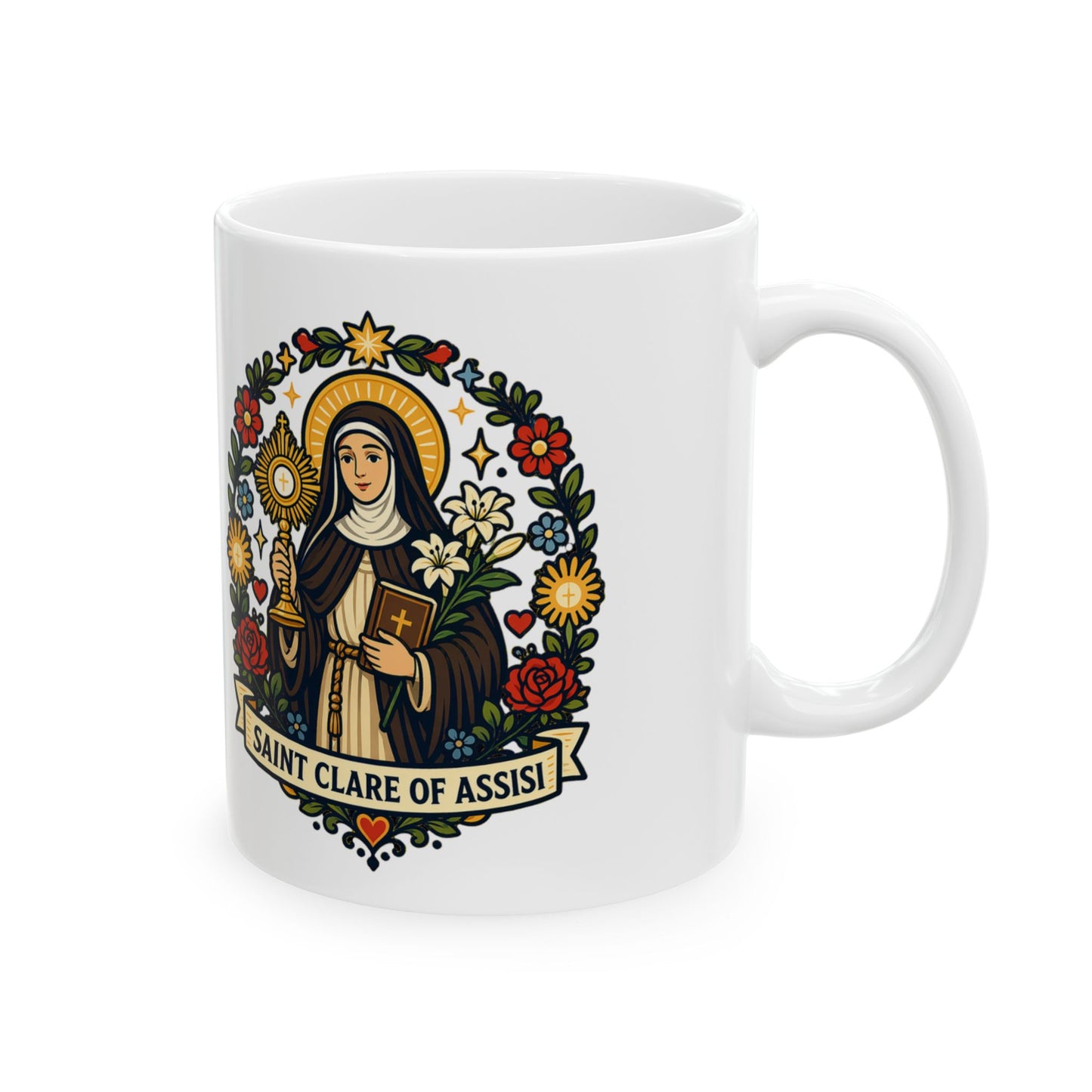 Saint Clare of Assisi Ceramic Mug — Foundress of the Poor Clares