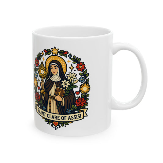 Saint Clare of Assisi Ceramic Mug — Foundress of the Poor Clares