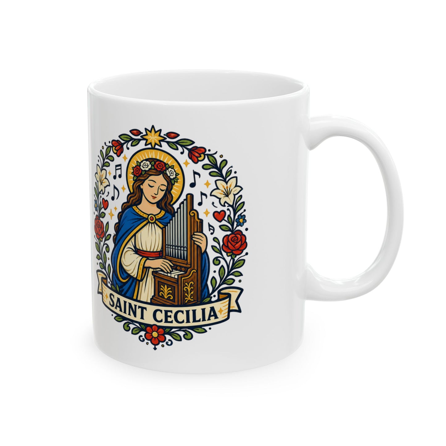 Saint Cecilia Ceramic Mug — Patron of Music & Choirs