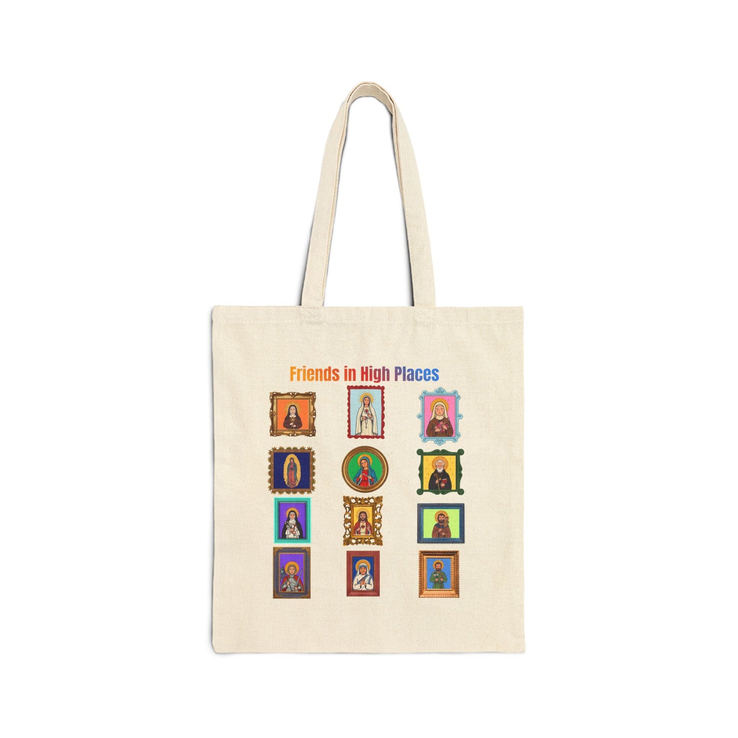 Friends in High Places Catholic Saints Tote Bag — Folk Art