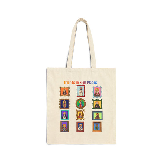 Friends in High Places Catholic Saints Tote Bag — Folk Art