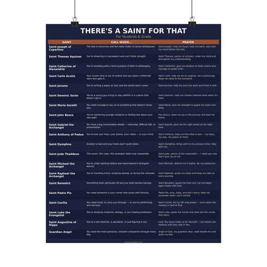 There's a Saint for That — For Students & Grads Catholic Poster
