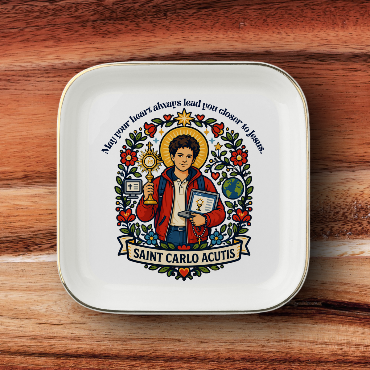 Saint Carlo Acutis Catholic Jewelry Dish | Inspirational Gift Trinket