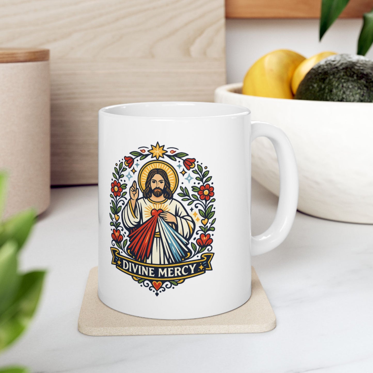 Divine Mercy Mug — "Merciful Jesus, I Trust in You" Ceramic Coffee Cup