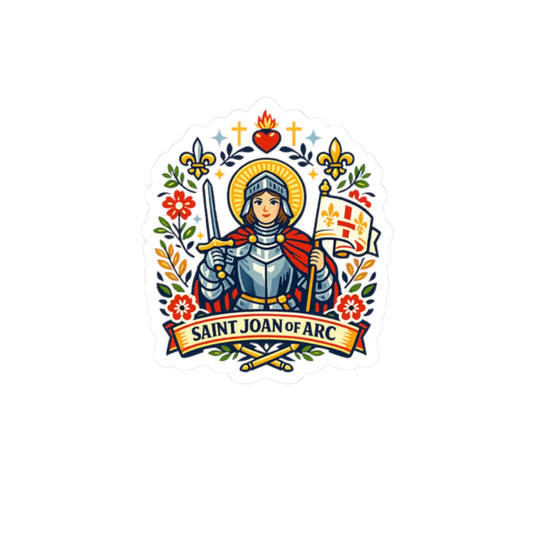 Saint Joan of Arc Kiss-Cut Sticker — Catholic Folk Art Decal