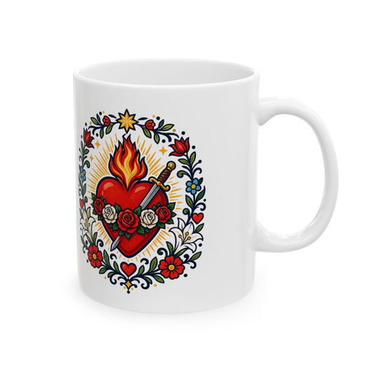 Immaculate Heart of Mary Ceramic Mug — Catholic Coffee Cup