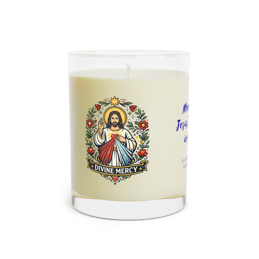 Divine Mercy Prayer Candle — Catholic Folk Art Scented Soy Candle