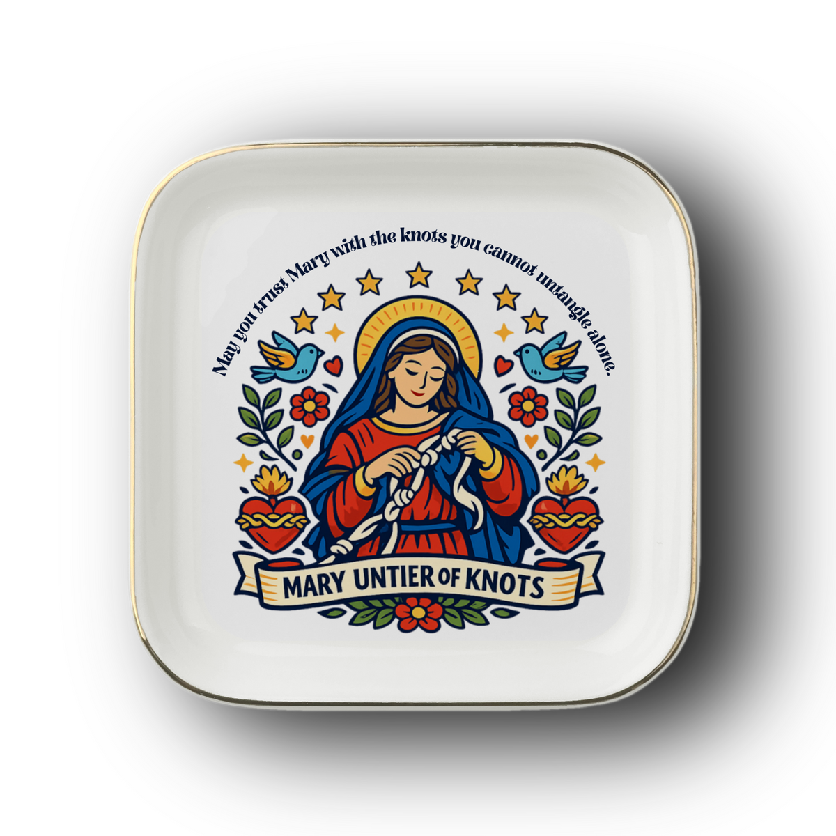 Mary Untier of Knots Catholic Jewelry Dish