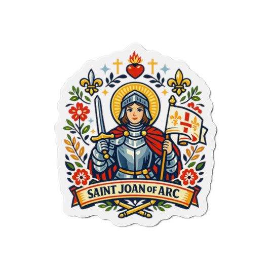 Saint Joan of Arc Die-Cut Magnet — Catholic Folk Art Fridge Magnet