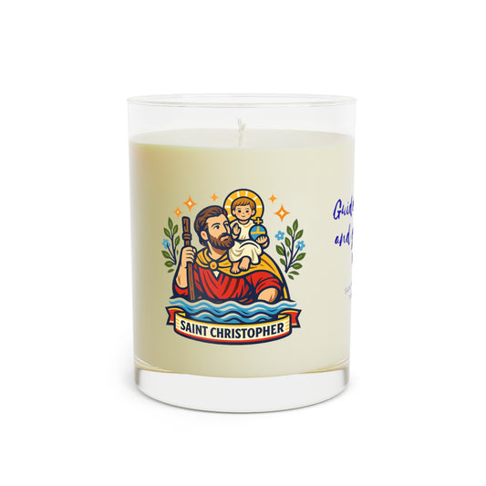 Saint Christopher Prayer Candle — Catholic Folk Art Scented Soy Candle