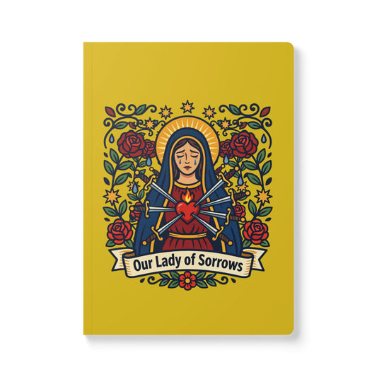 Our Lady of Sorrows Softcover Journal — Catholic Folk Art Prayer Notebook