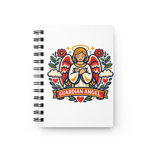 Guardian Angel Spiral Journal — Catholic Folk Art Prayer Notebook