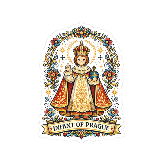 Infant of Prague Kiss-Cut Sticker — Catholic Folk Art Decal