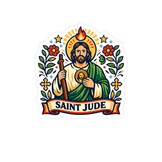 Saint Jude Kiss-Cut Sticker — Catholic Folk Art Decal