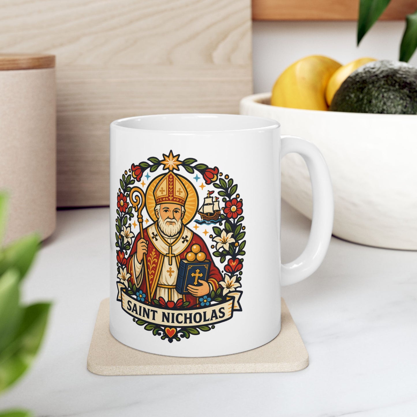 Saint Nicholas Ceramic Mug — Catholic Bishop & Gift-Giver