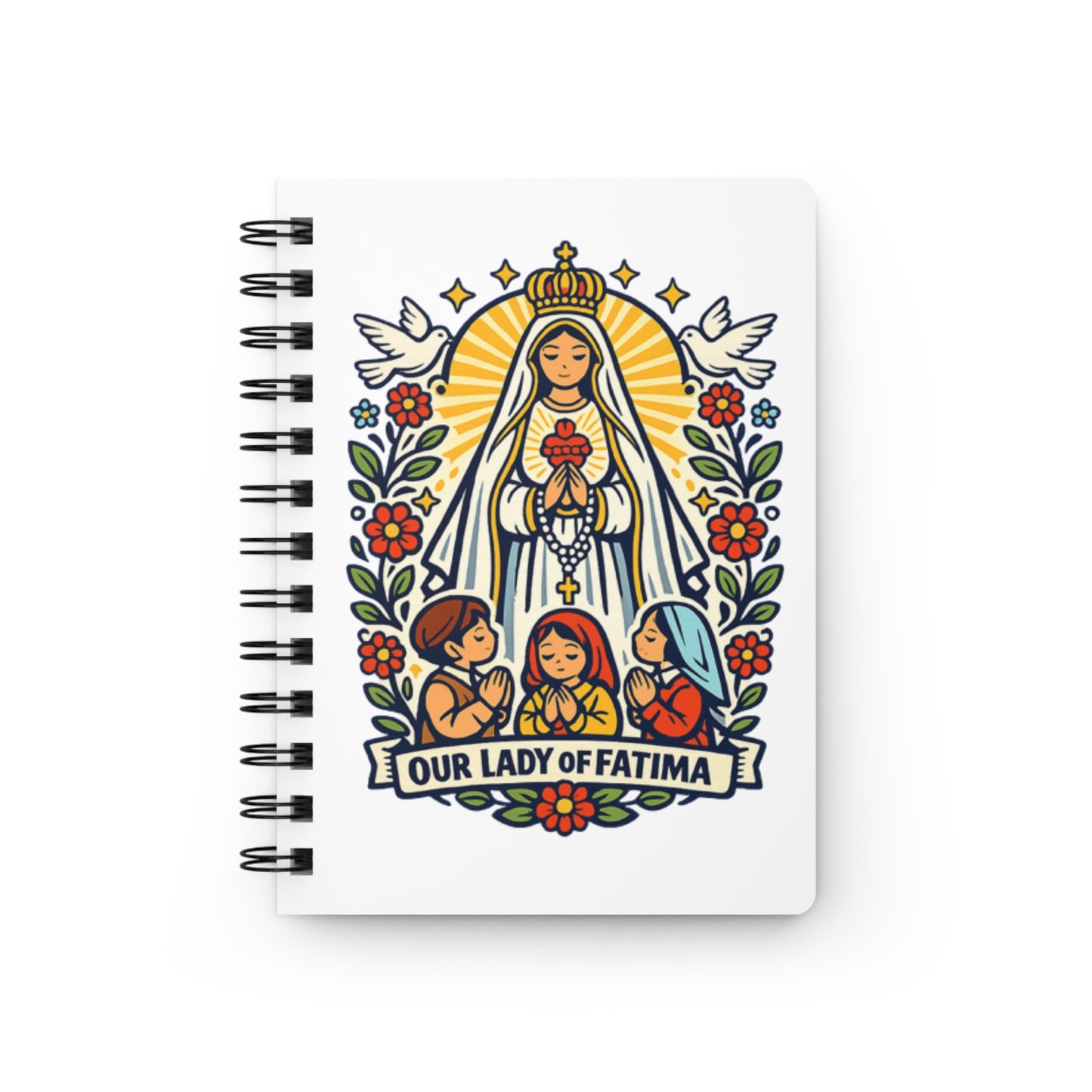 Our Lady of Fatima Spiral Journal — Catholic Folk Art Prayer Notebook