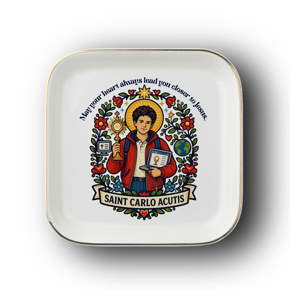 Saint Carlo Acutis Catholic Jewelry Dish | Inspirational Gift Trinket