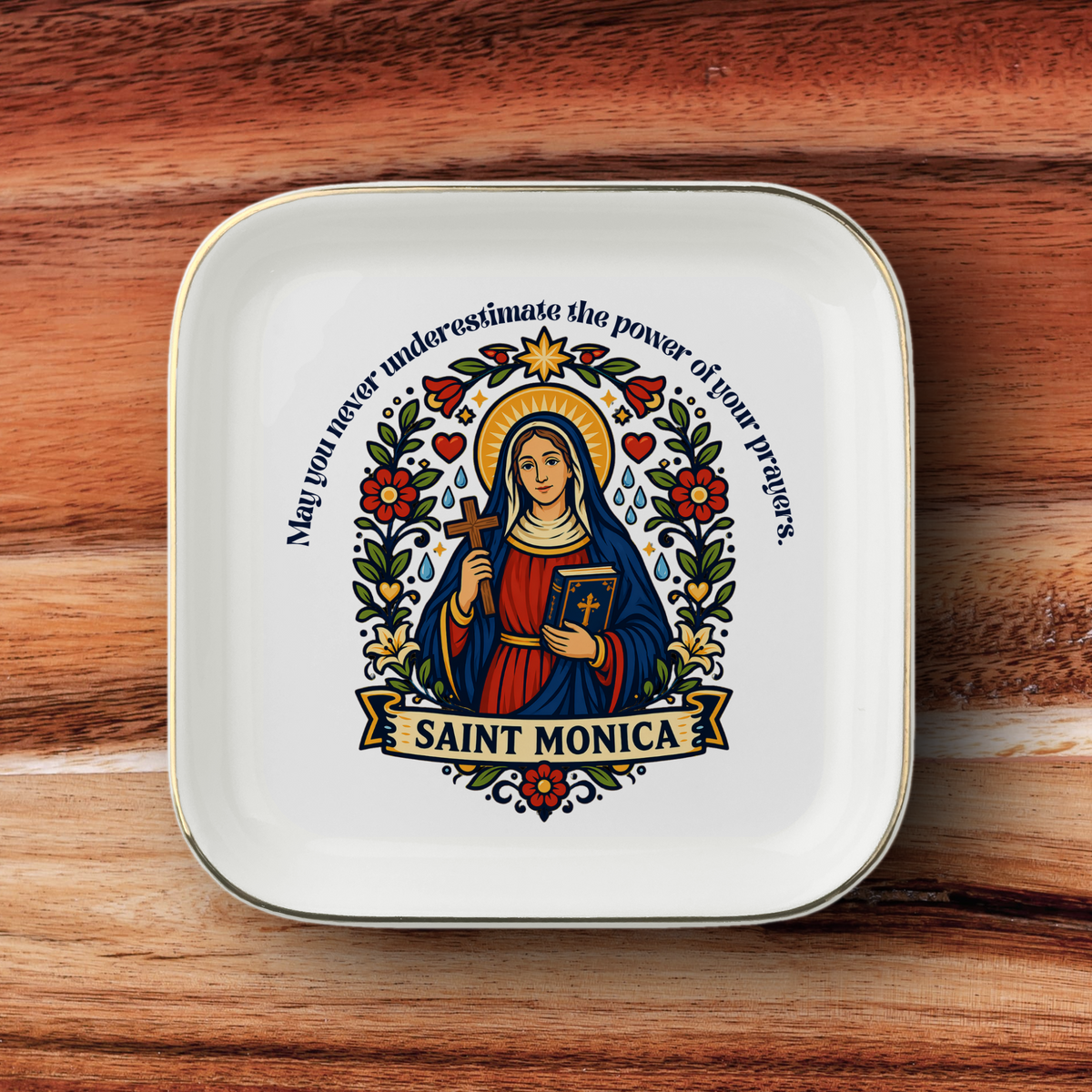 Saint Monica Catholic Jewelry Dish | Inspirational Gift Trinket Dish
