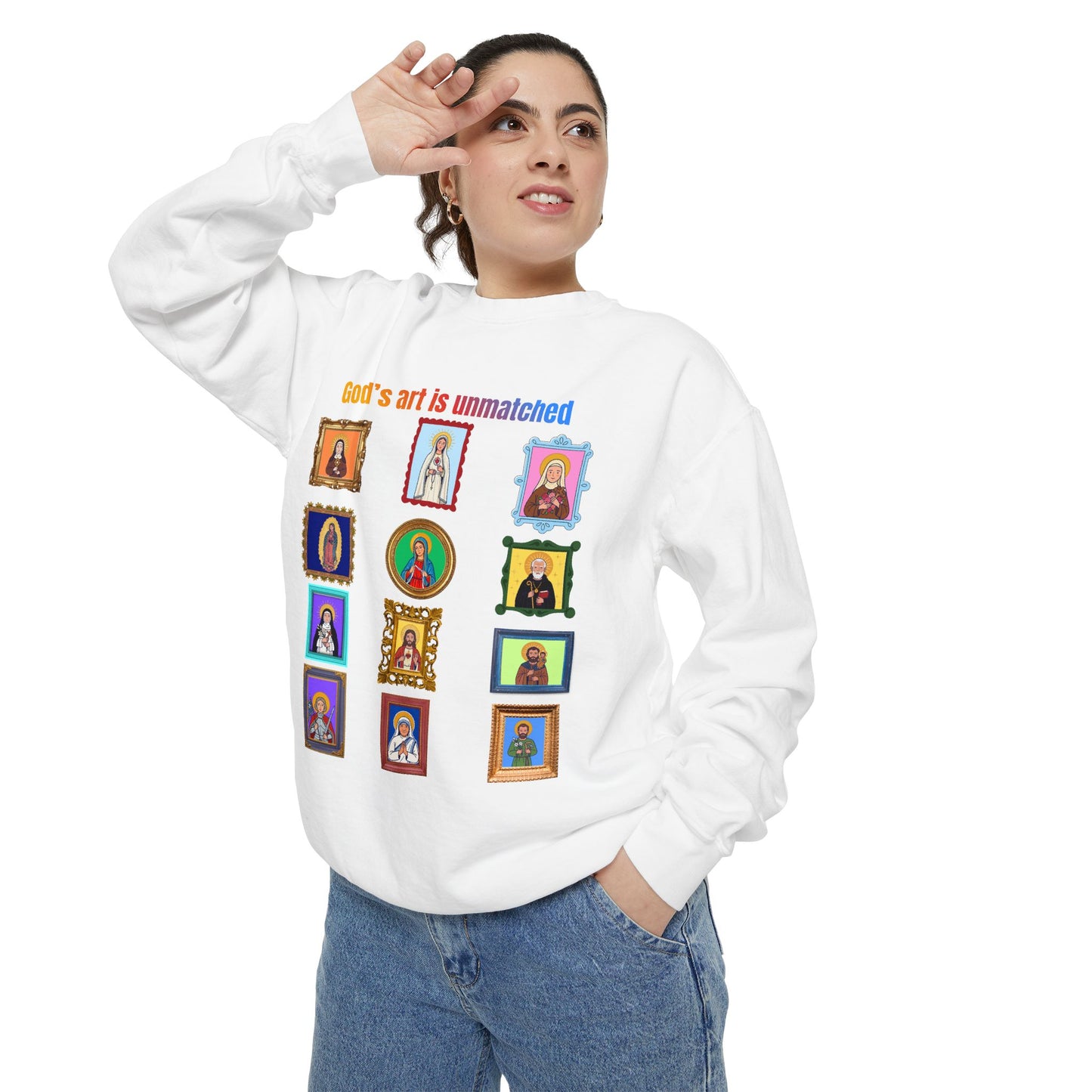 God's Art is Unmatched Catholic Comfort Colors Sweatshirt