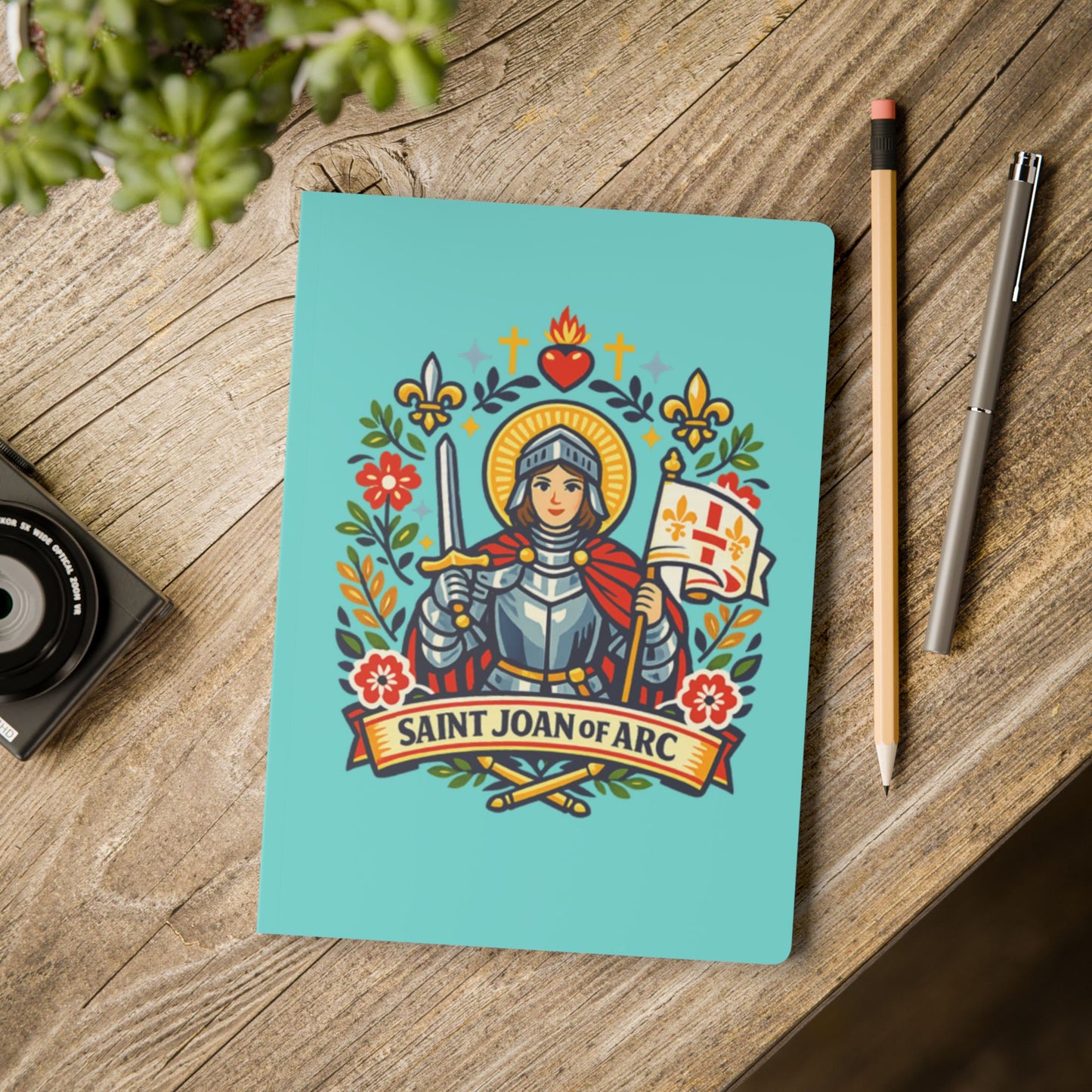 Saint Joan of Arc Softcover Journal — Catholic Folk Art Prayer Notebook