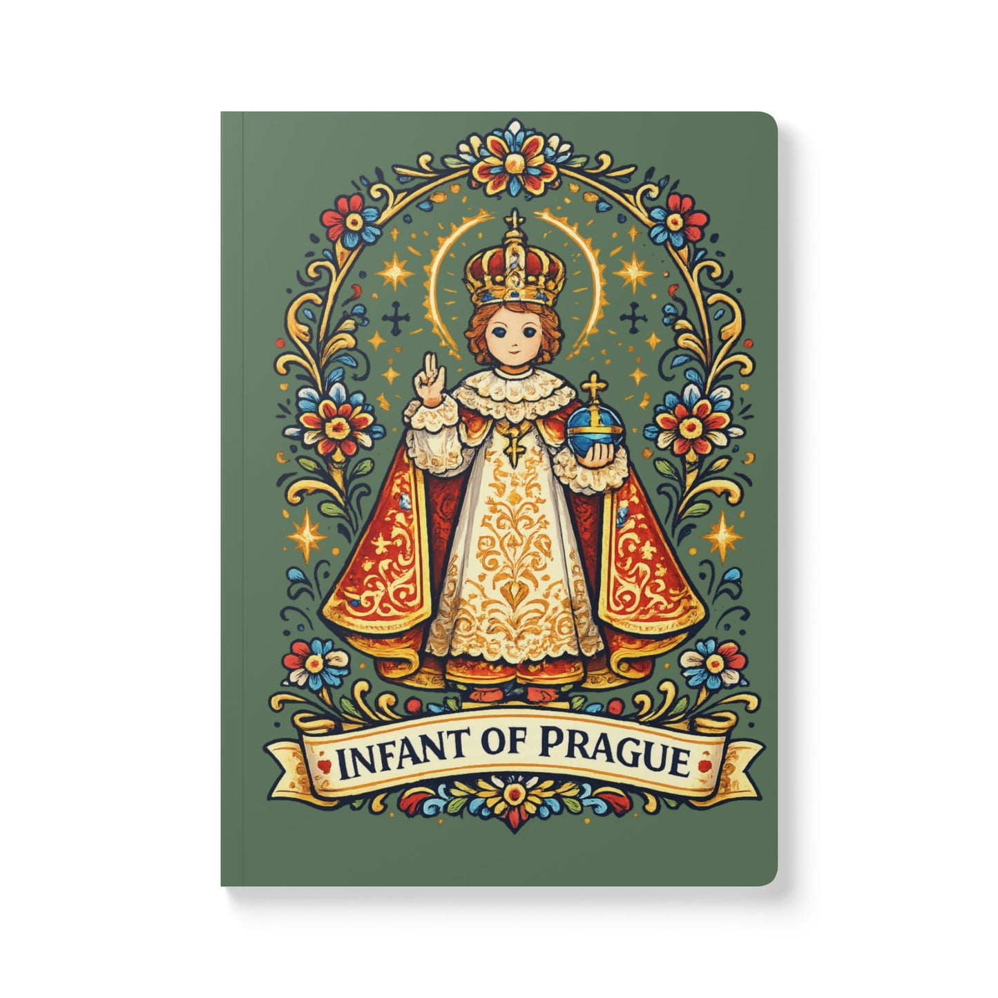 Infant of Prague Softcover Journal — Catholic Folk Art Prayer Notebook