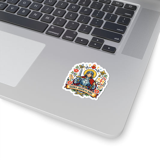 Saint Joan of Arc Kiss-Cut Sticker — Catholic Folk Art Decal