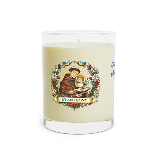 Saint Anthony Prayer Candle — Catholic Folk Art Scented Soy Candle