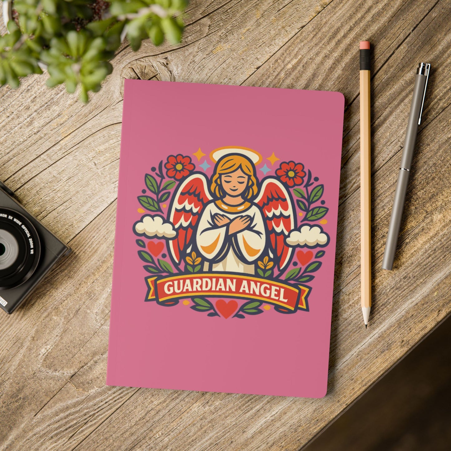 Guardian Angel Softcover Journal — Catholic Folk Art Prayer Notebook