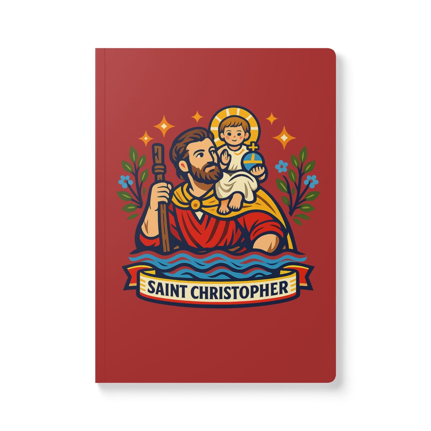 Saint Christopher Softcover Journal — Catholic Folk Art Prayer Notebook