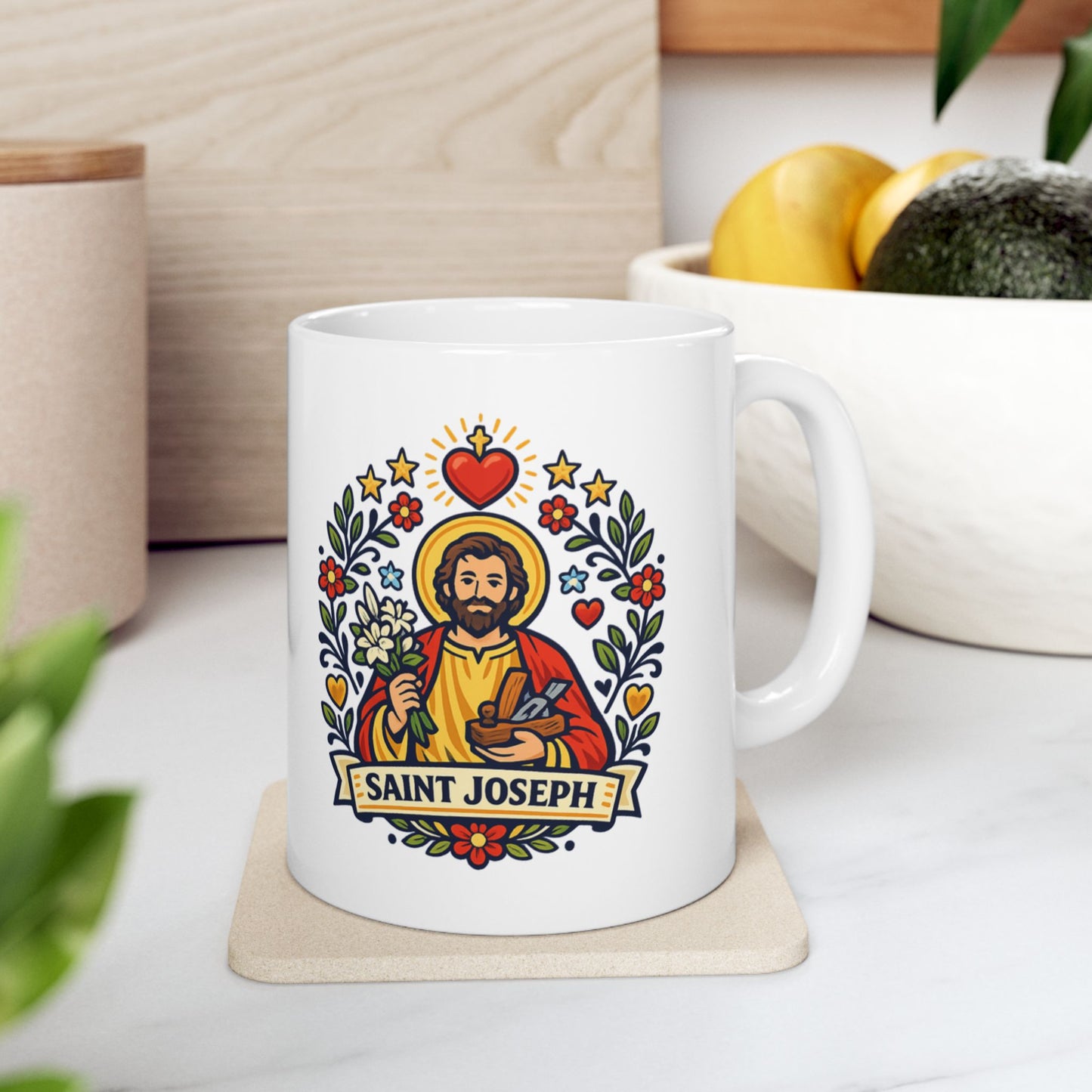 Saint Joseph Mug — "Guide Our Homes in Quiet Strength"