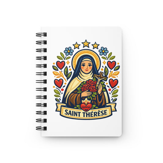 Saint Thérèse of Lisieux Spiral Journal — Catholic Folk Art Prayer Notebook
